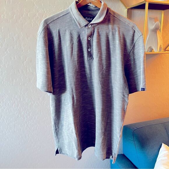 Oxford gray textured three button polo shirt preppy rugby mens size XXL - Picture 1 of 8